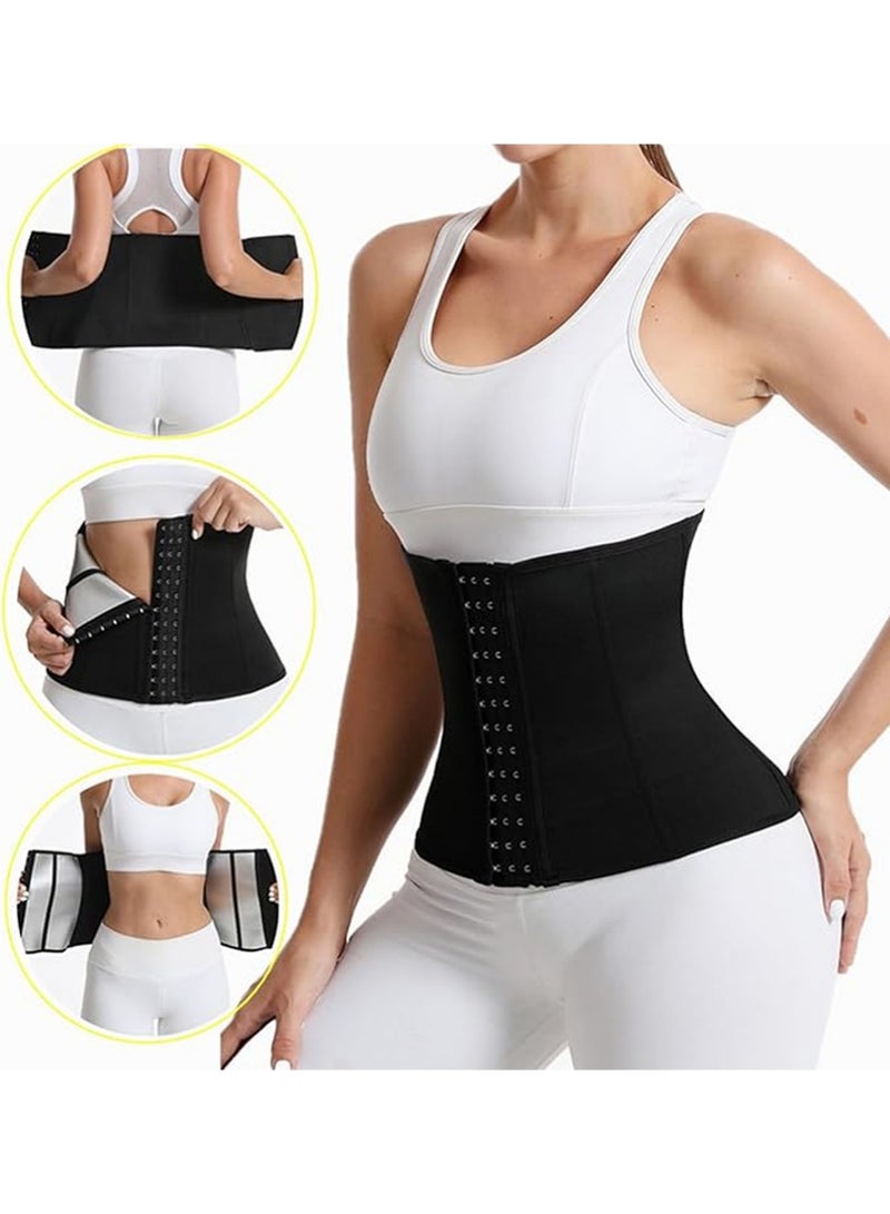 يوجي مدرب الخصر للمرأة ثلاثي الحزام تشكيل الجسم مدرب الخصر كورسيت مع سحاب و 3 صفوف إغلاق، حمام الساونا تدريب الحزام المقطع كورسيت تحت الصدر البطن التحكم الساعة التخسيس البطن تشكيل الجسم (م) - Image 3